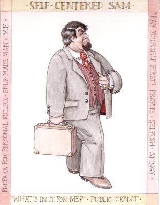 Wisdom with Wealth Self-Centered Sam Illustration